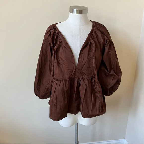 New! $425 Cynthia Rowley Collection Babydoll puff sleeve Blouse nwt 13652 - Picture 2 of 10